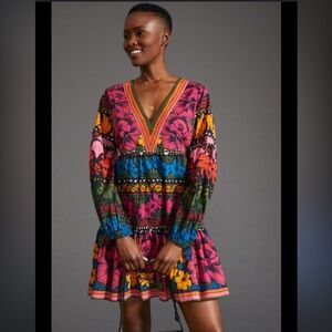 Farm Rio Anthropologie Floral Mini Dress